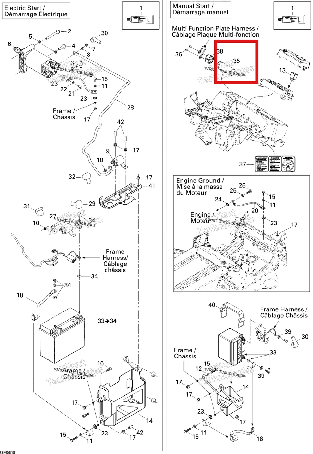 Деталь 515176025 (Деталь Capasitor) на схеме узла 2005 Ski-Doo Mach Z 1000 SDI Electrical System