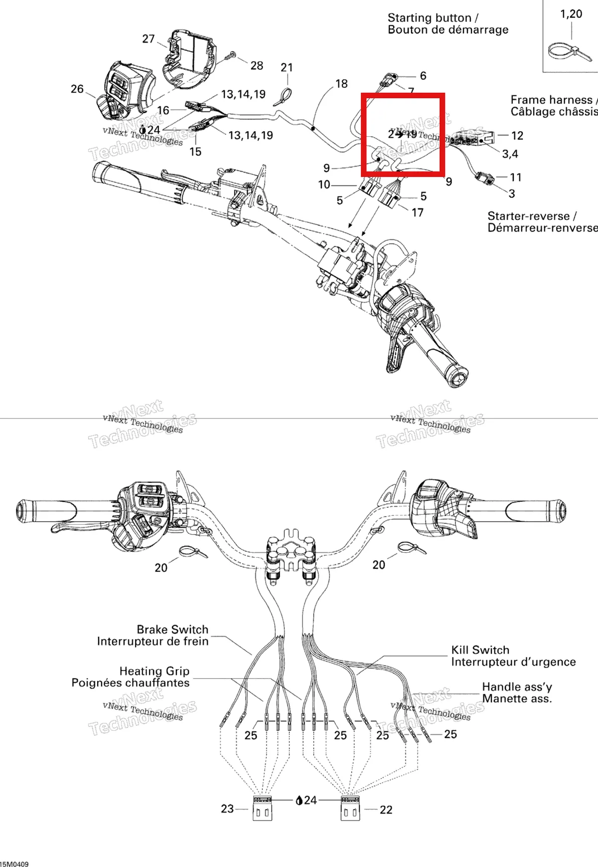 Деталь 515176068 на схеме узла 2005 Ski-Doo Legend V-1000 Steering Harness