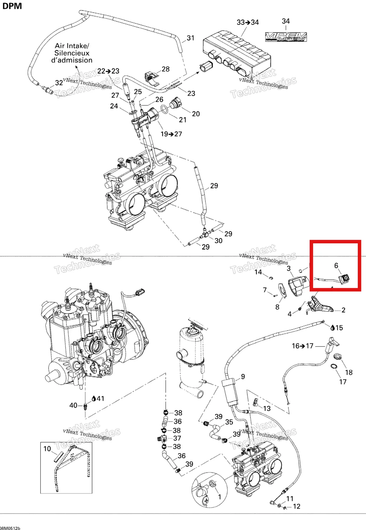 Деталь 515176092 на схеме узла 2005 Ski-Doo Summit 800 HO Engine 2, 800Ho