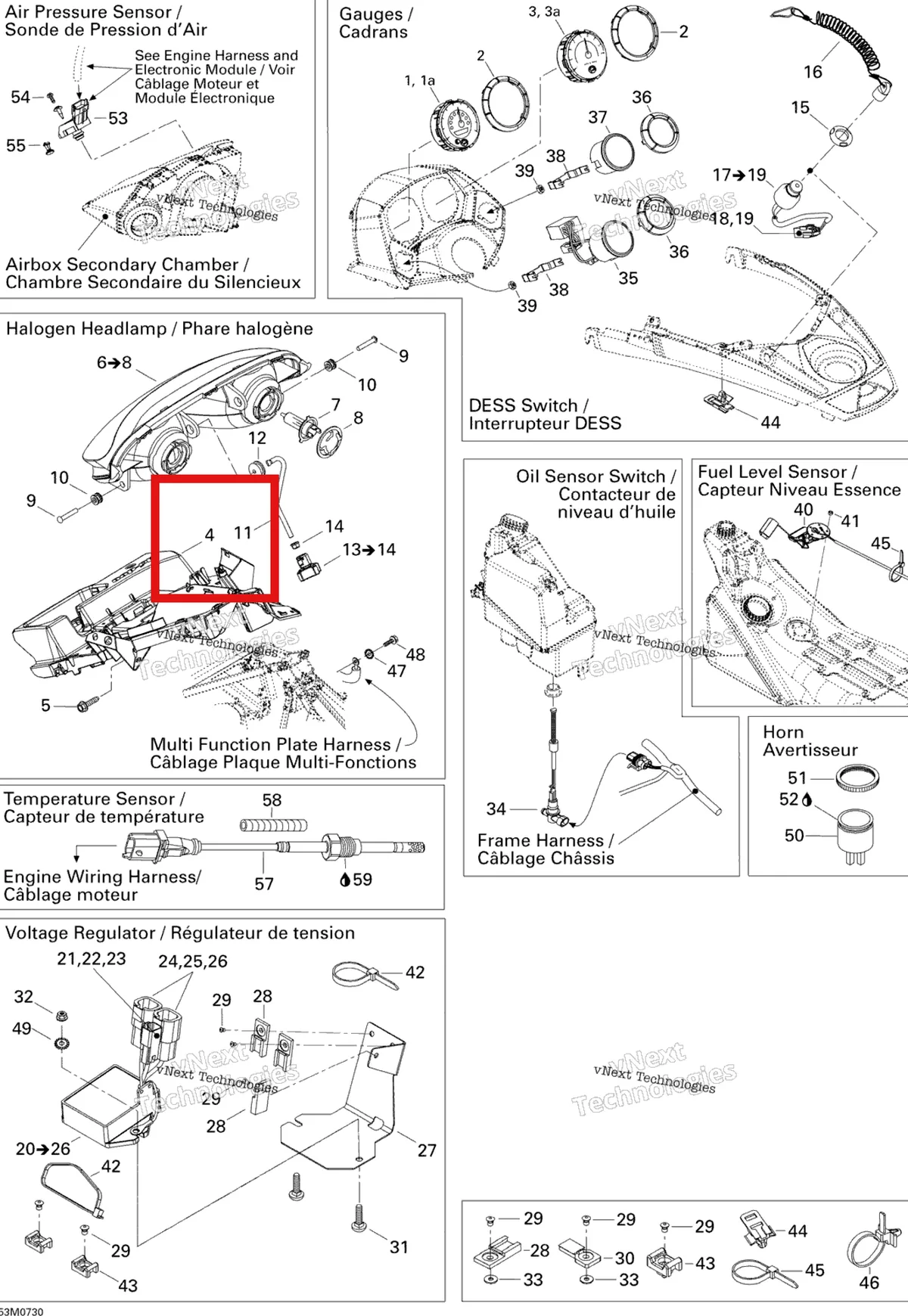 Деталь 515176104 на схеме узла 2007 Ski-Doo MACH Z Adrenaline Electrical Accessories