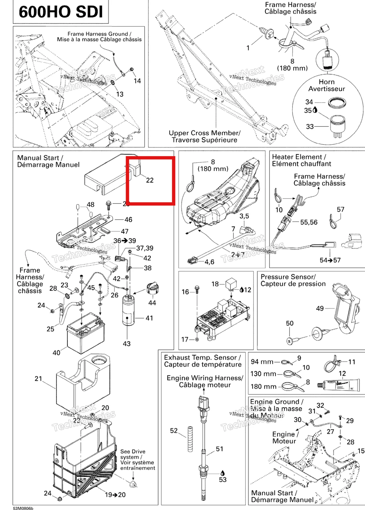 Деталь 515176114 (Крышка) на схеме узла 2008 Ski-Doo Summit Adrenaline 600HO SDI Electrical Accessories 2