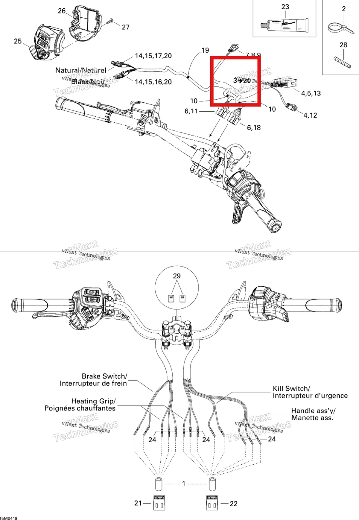 Деталь 515176122 на схеме узла 2005 Ski-Doo MX Z 600 HO SDI Renegade, Early Intro Steering Harness