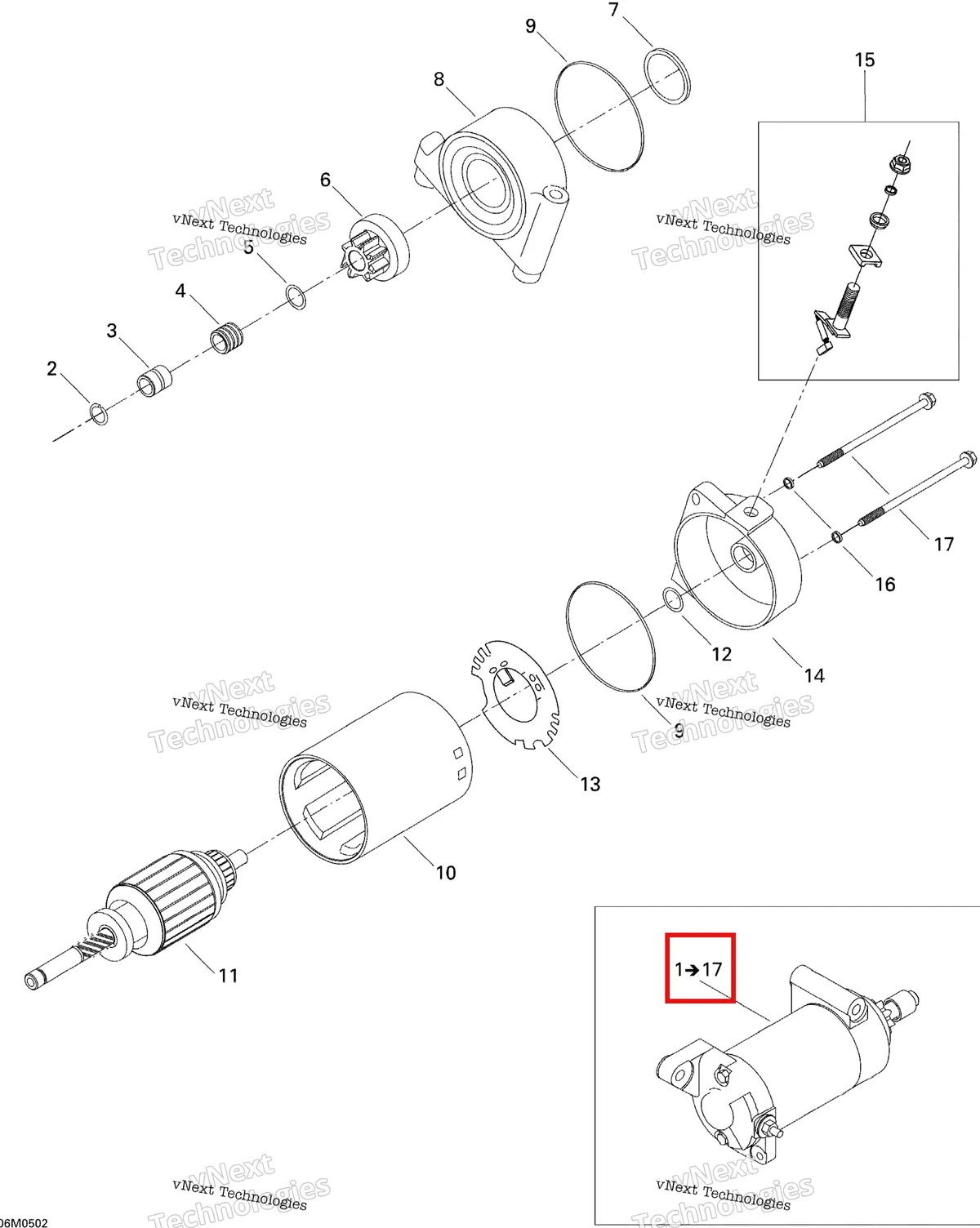 Деталь 515176138 на схеме узла 2005 Ski-Doo GSX 380F Electric Starter Gsx 380F