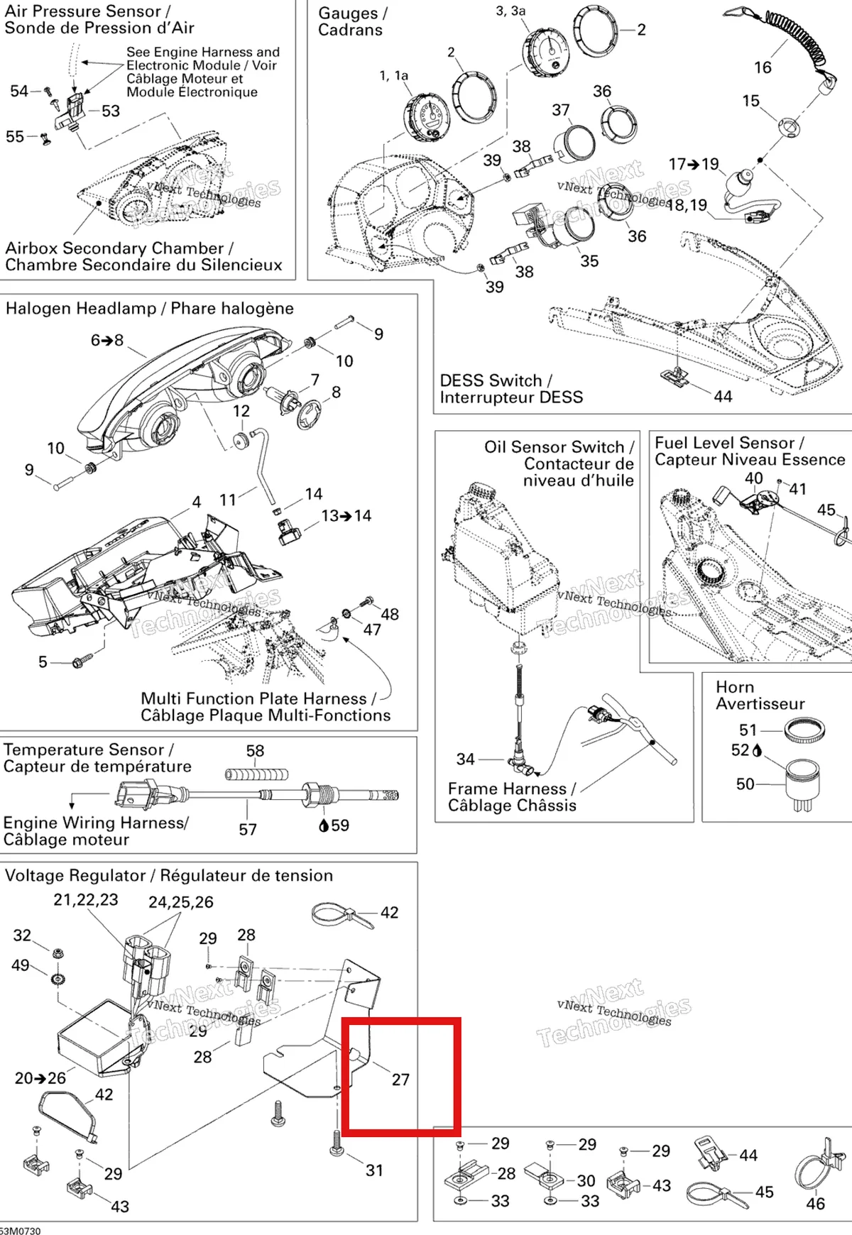 Деталь 515176167 на схеме узла 2007 Ski-Doo MACH Z Adrenaline Electrical Accessories