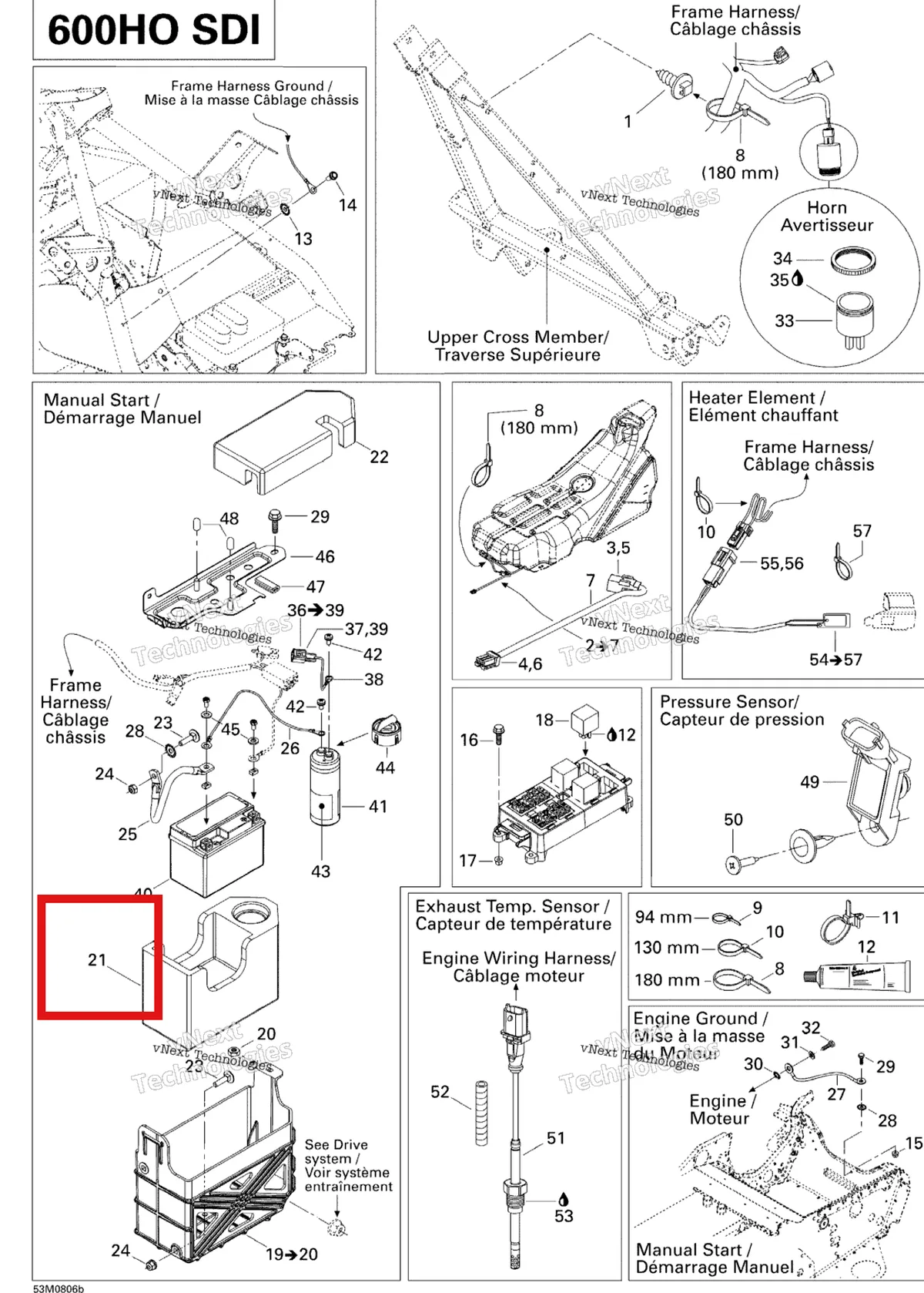 Деталь 515176190 (Деталь Capasitor Support) на схеме узла 2008 Ski-Doo Summit Adrenaline 600HO SDI Electrical Accessories 2