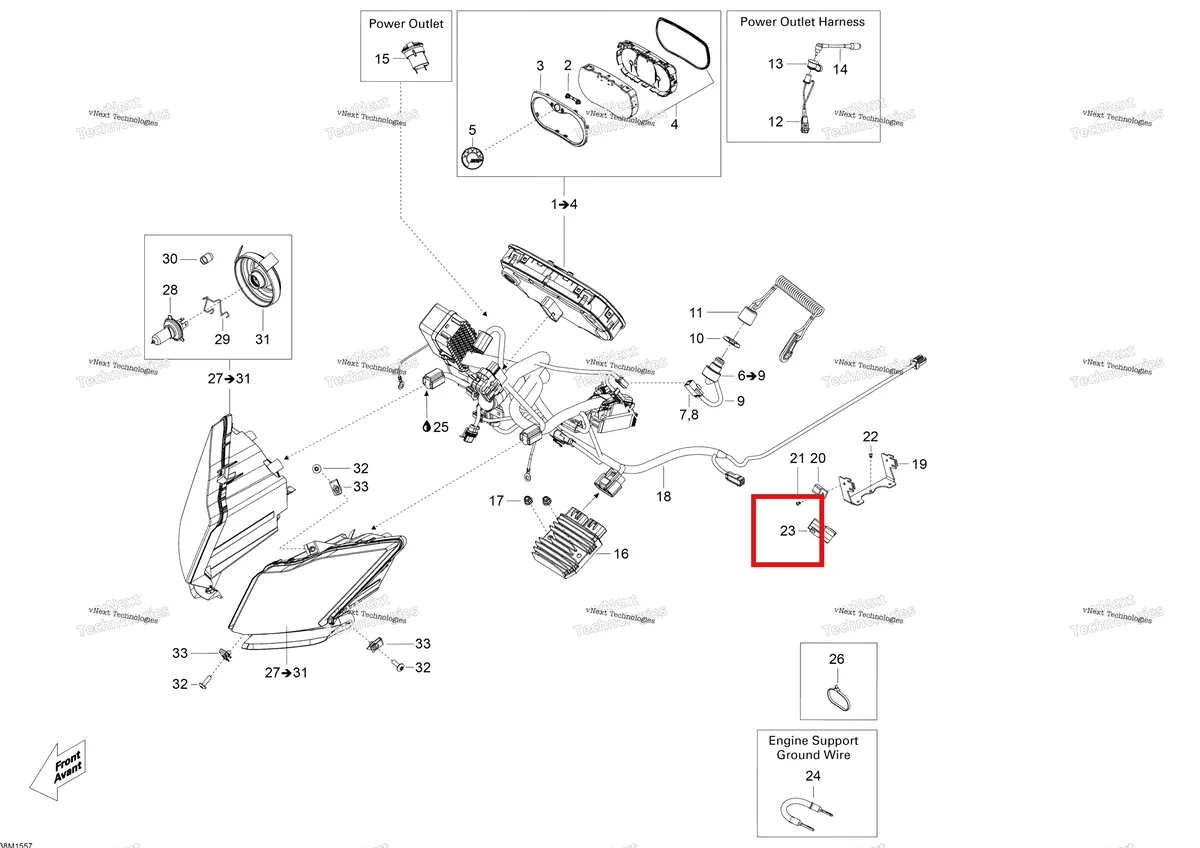 Деталь 515176234 (Разъем) на схеме узла 2015 Ski-Doo EXPEDITION LE 1200 4-TEC Electrical System