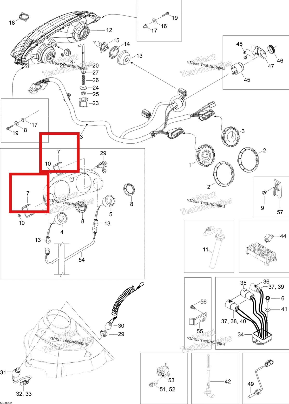 Деталь 515176235 на схеме узла 2009 Ski-Doo Expedition TUV 600 H.O. SDI Electrical Accessories