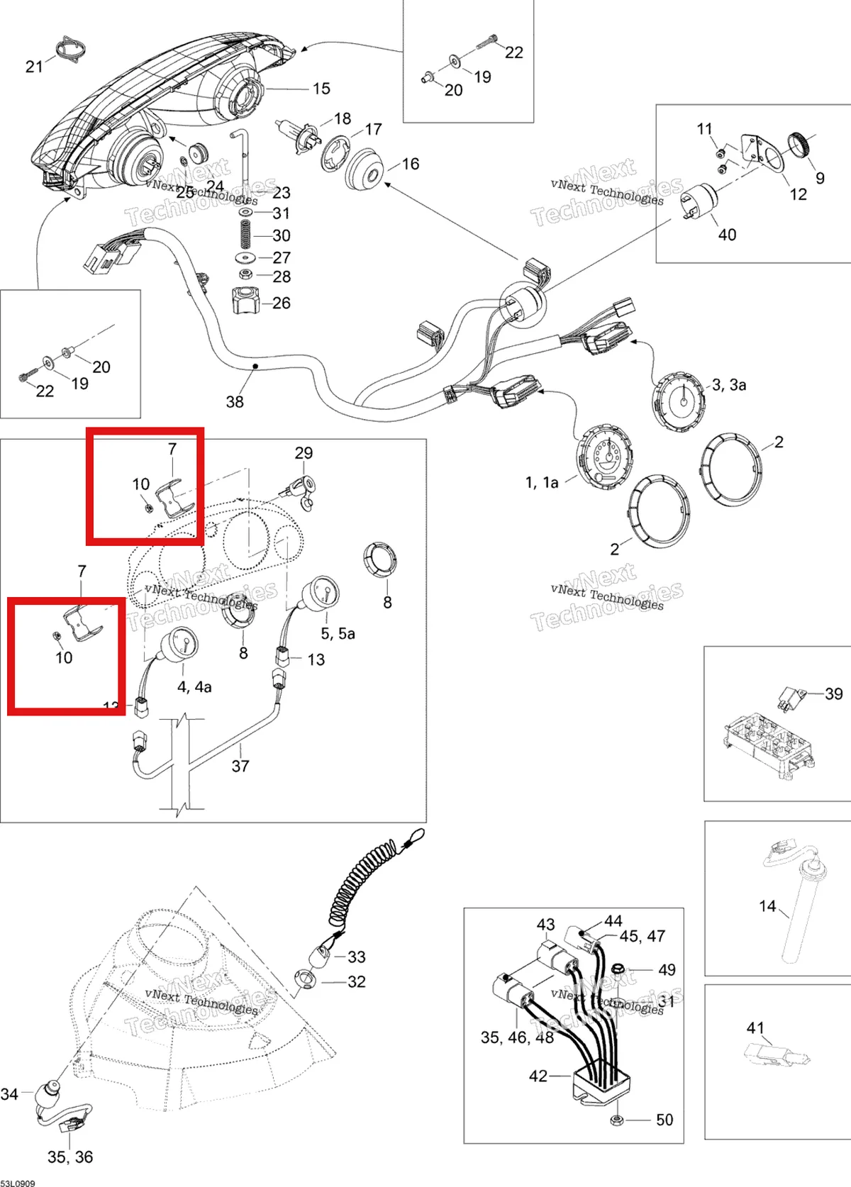 Деталь 515176236 на схеме узла 2009 Ski-Doo Expedition TUV V800 4-TEC Electrical Accessories