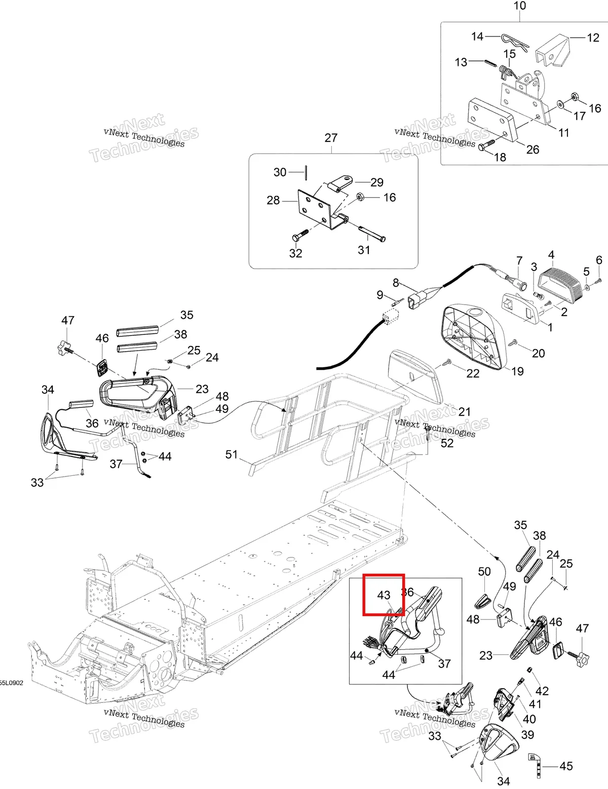 Деталь 515176241 (Деталь Wiring Harness) на схеме узла 2009 Ski-Doo Expedition TUV 600 H.O. SDI Luggage Rack