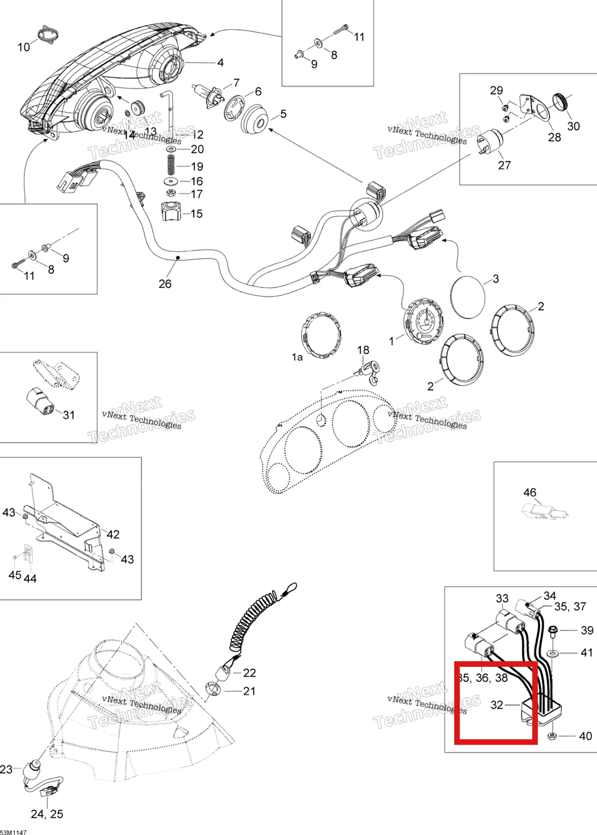 Деталь 515176243 (Реле регулятора) на схеме узла 2012 Ski-Doo Skandic SWT V800 YetiII Electrical Accessories
