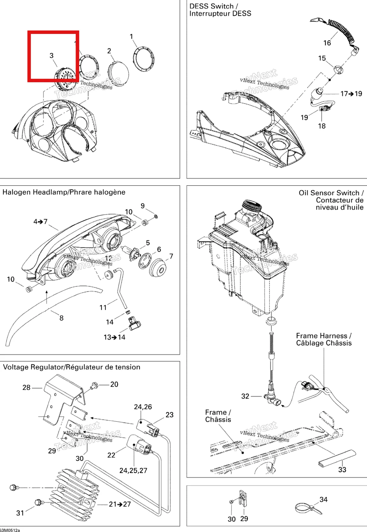 Деталь 515176264 на схеме узла 2005 Ski-Doo Summit 600 HO Electrical Accessories 1