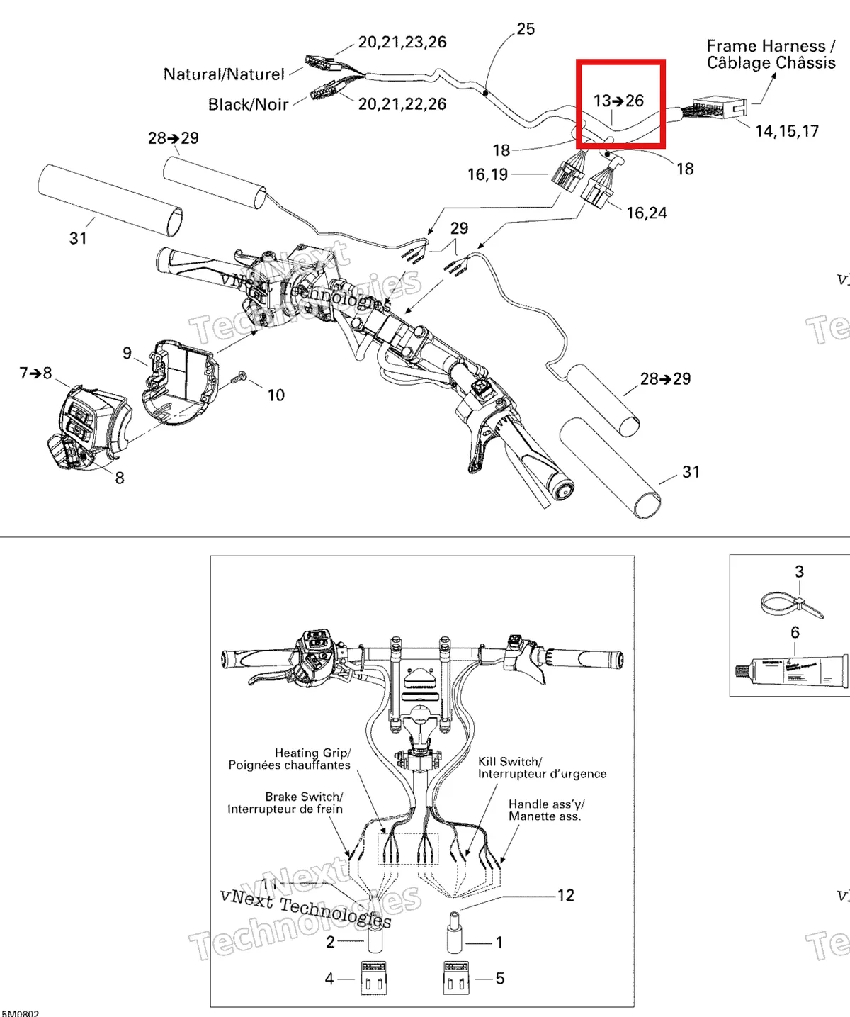 Деталь 515176310 (Деталь Steering Wiring Harness. Ranger, Includes 12 To 25) на схеме узла 2009 Ski-Doo MX Z 550X Steering Wiring Harness
