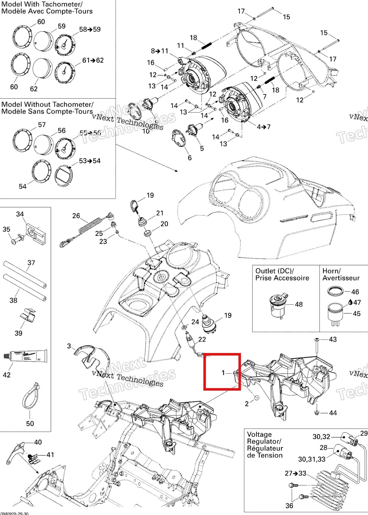 Деталь 515176336 (Пластина) на схеме узла 2009 Ski-Doo Legend Touring Electrical Accessories