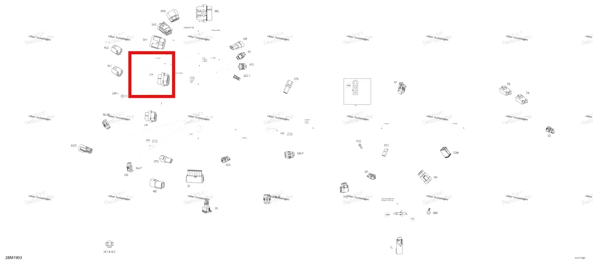 Деталь 515176342 (Деталь Female Terminal Housing, 34 Circuits) на схеме узла 2020 Ski-Doo TUNDRA 600HO E-TEC Main Harness - 515177982