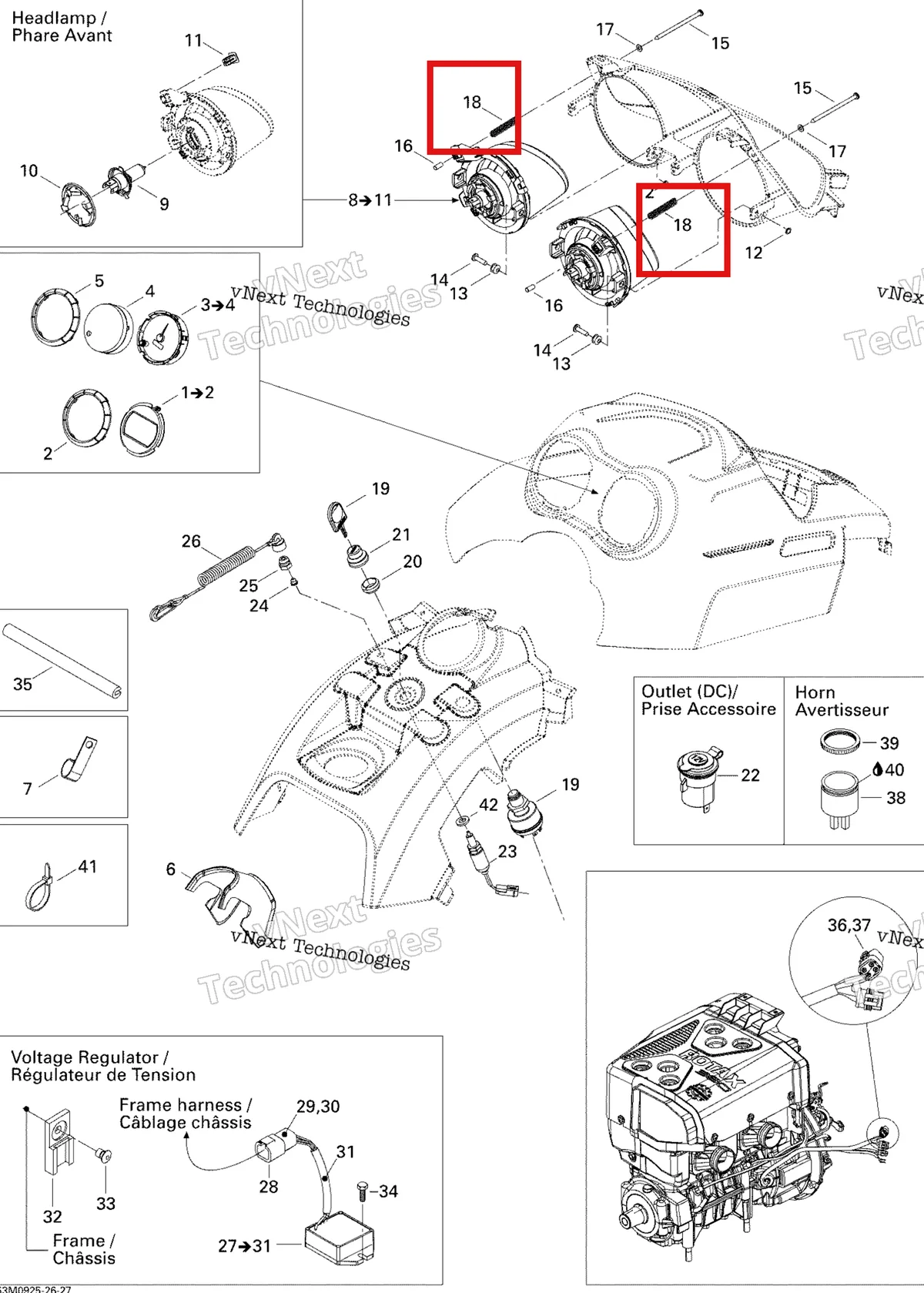 Деталь 515176353 (Пружина) на схеме узла 2009 Ski-Doo Skandic Tundra LT 550F Electrical Accessories