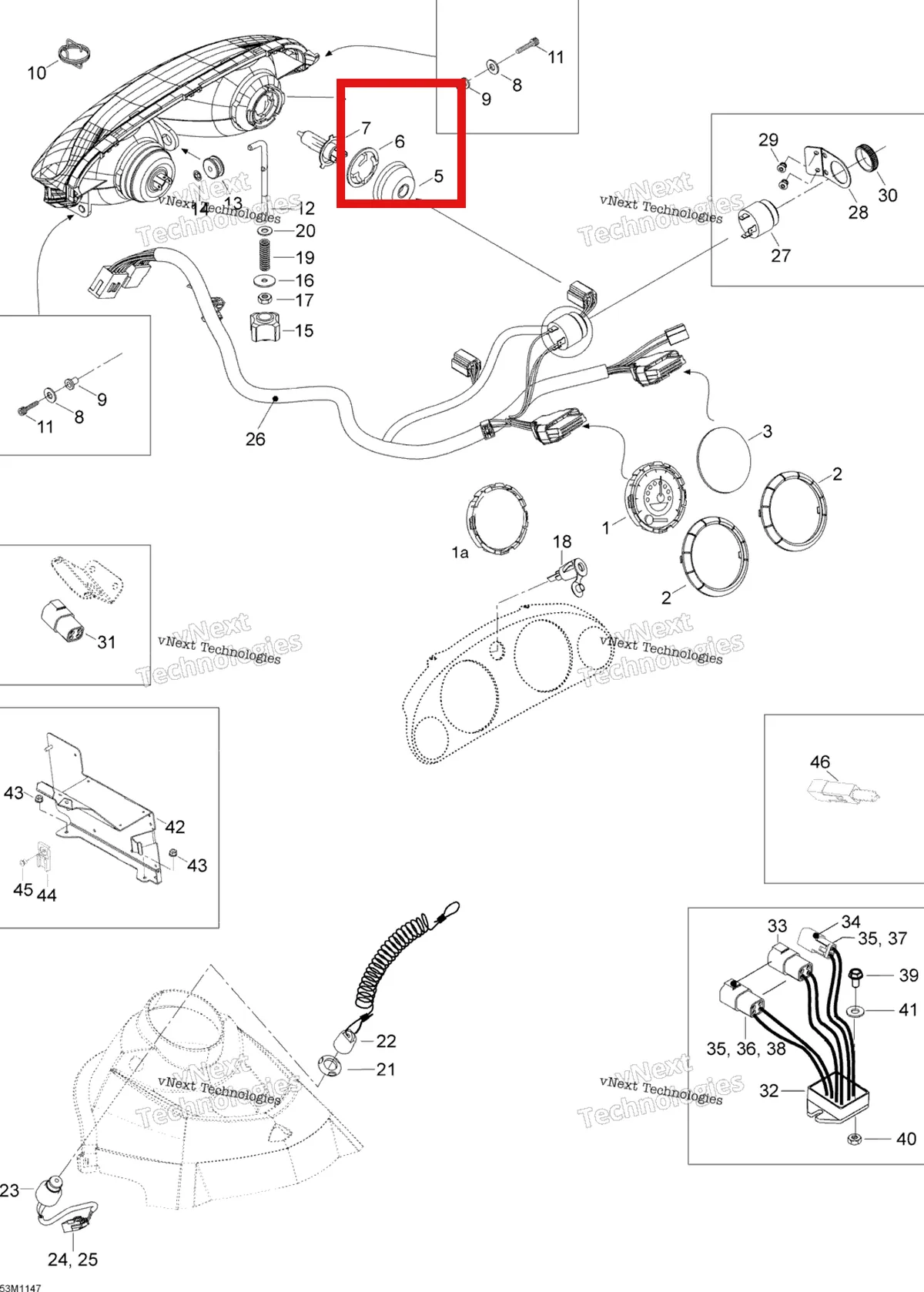 Деталь 515176385 (Деталь Bulp Holder) на схеме узла 2012 Ski-Doo Skandic SWT V800 YetiII Electrical Accessories