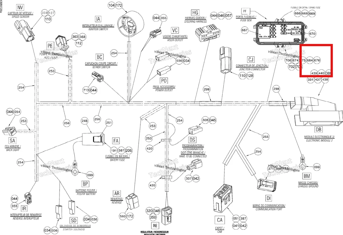Деталь 515176395 на схеме узла 2007 Ski-Doo Expedition Sport V-800 Electrical Harness