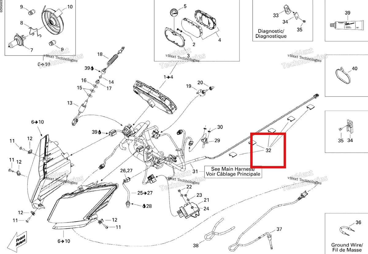 Деталь 515176413 на схеме узла 2008 Ski-Doo MX Z 600RS Electrical System