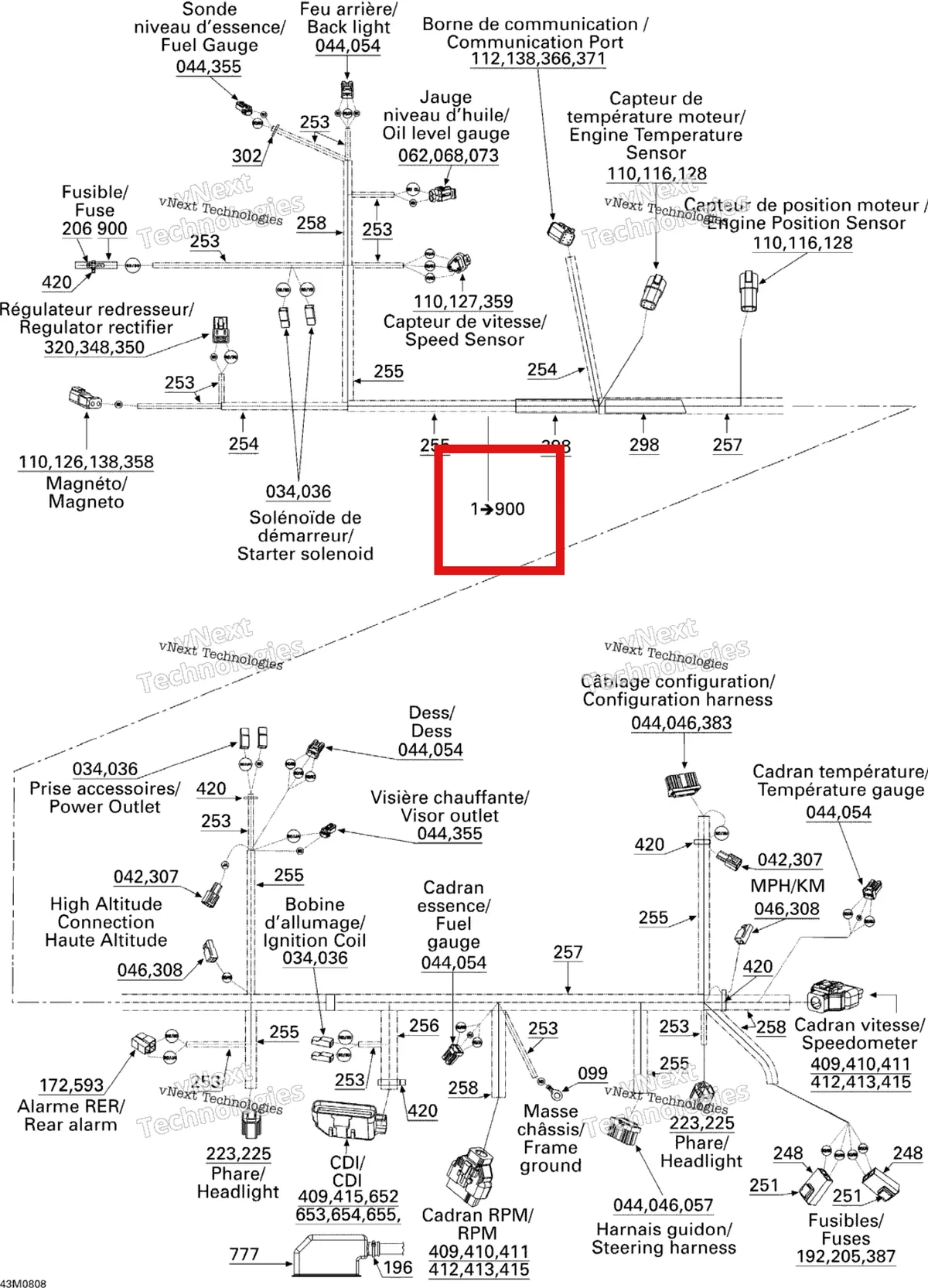 Деталь 515176426 на схеме узла 2008 Ski-Doo GTX SPORT 500SS Electrical Harness
