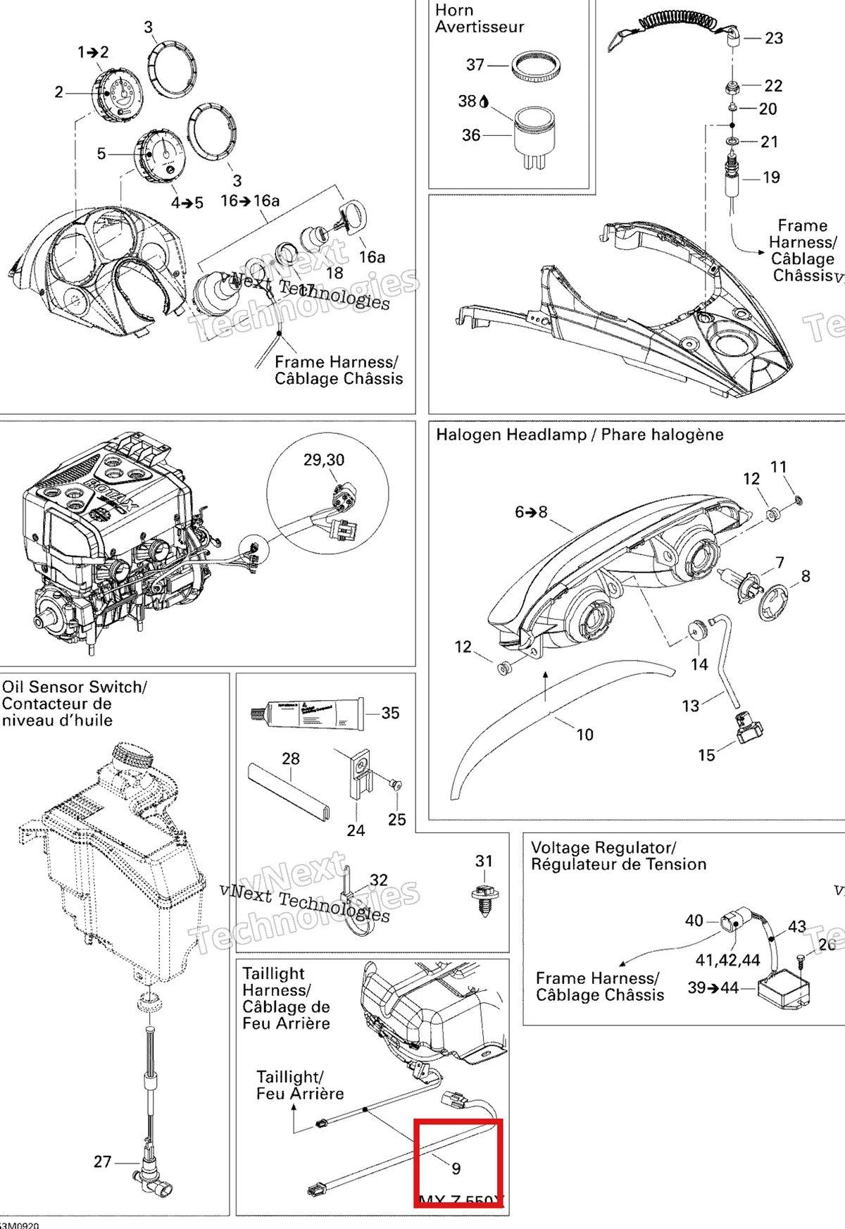 Деталь 515176452 на схеме узла 2009 Ski-Doo MX Z 550X Electrical Accessories