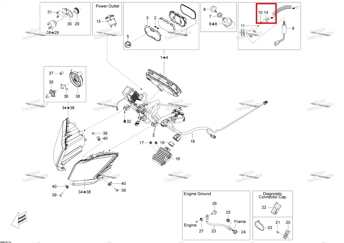 Деталь 515176463 (Деталь Nut. Includes 32 To 34) на схеме узла 2016 Ski-Doo SKANDIC - 2-STROKE Electrical System - 550F
