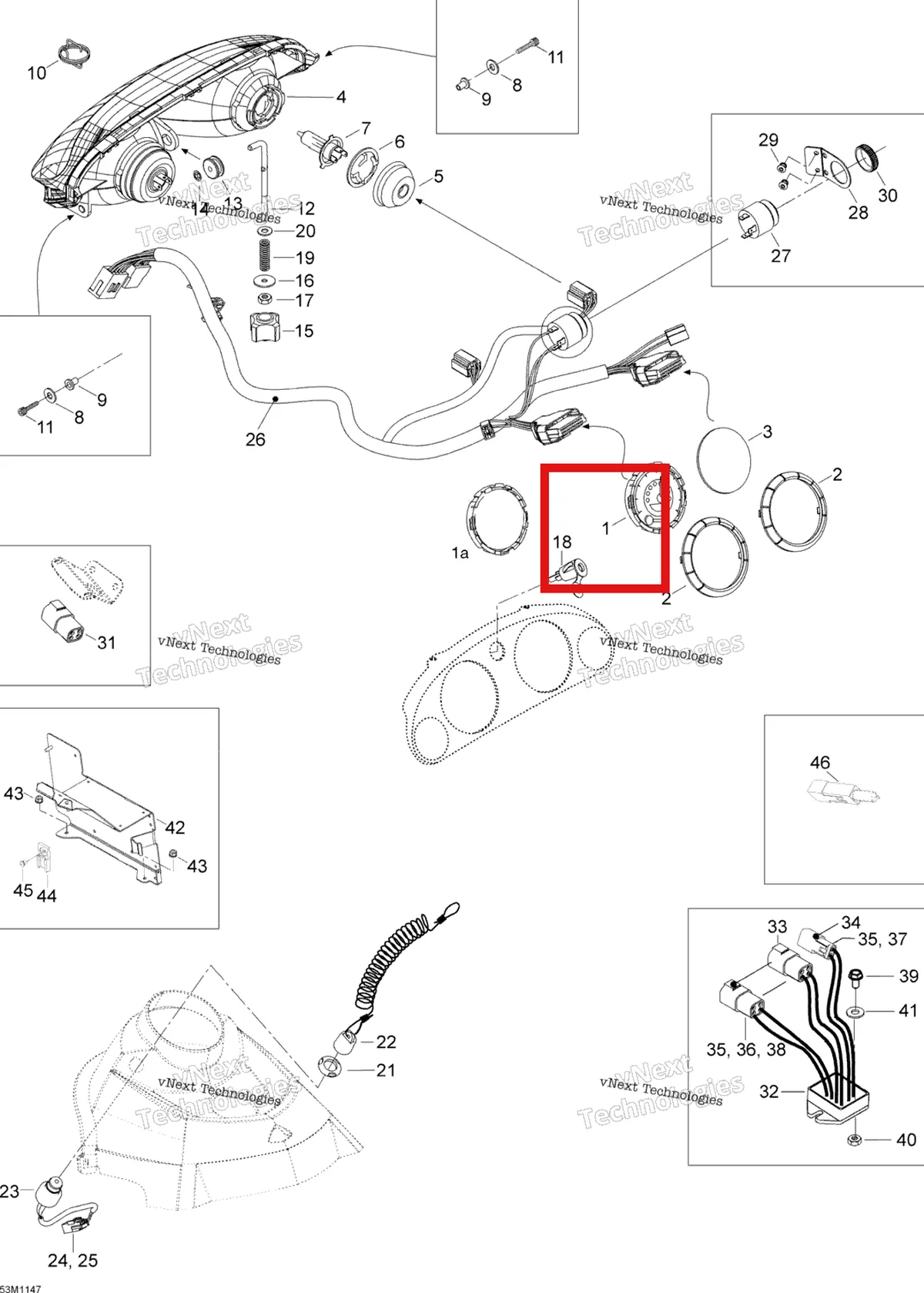 Деталь 515176477 (Деталь Speedometer. Includes 55 To 56) на схеме узла 2012 Ski-Doo Skandic SWT V800 YetiII Electrical Accessories