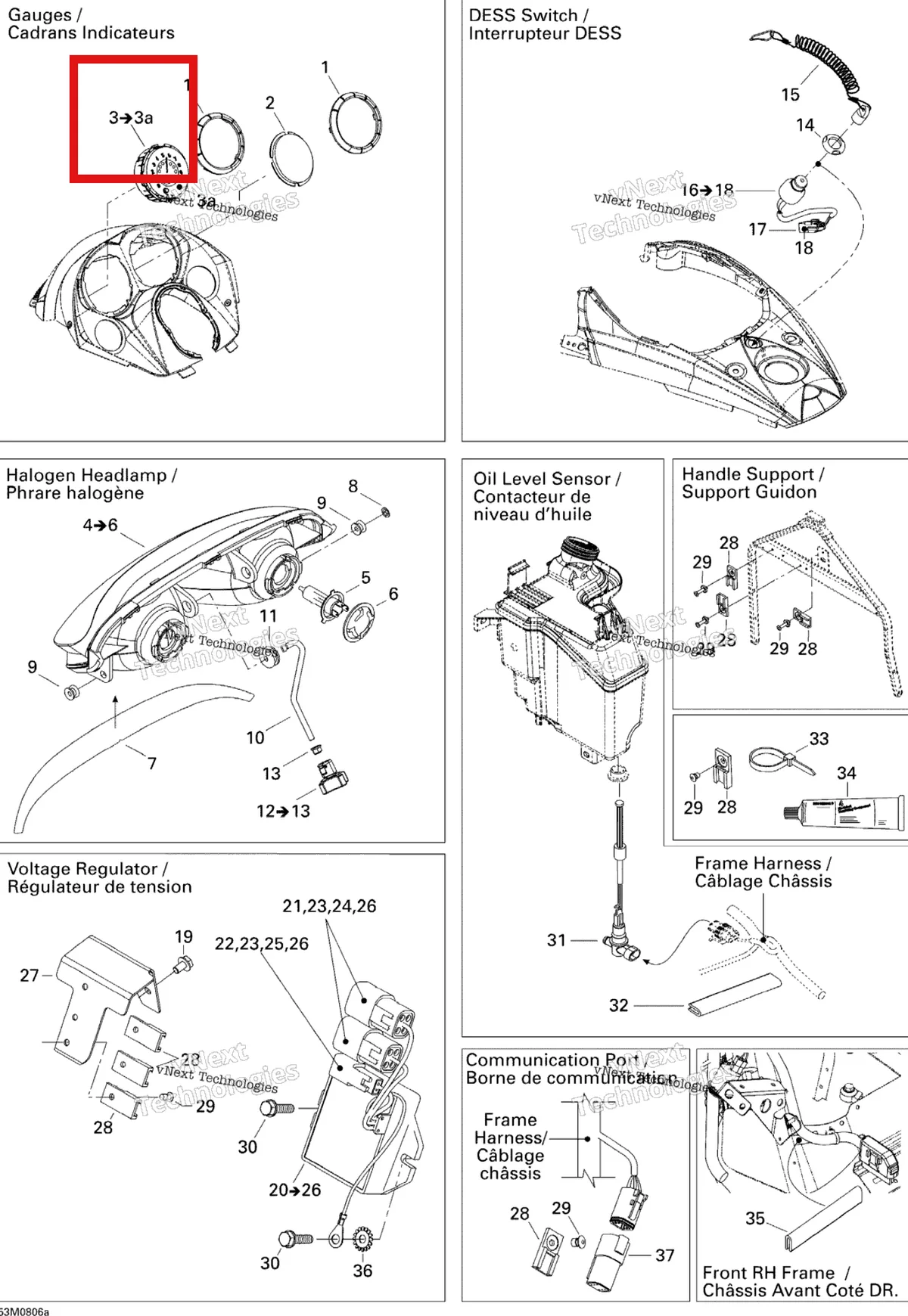 Деталь 515176479 (Деталь Tachometer) на схеме узла 2008 Ski-Doo Summit Adrenaline 600HO SDI Electrical Accessories 1
