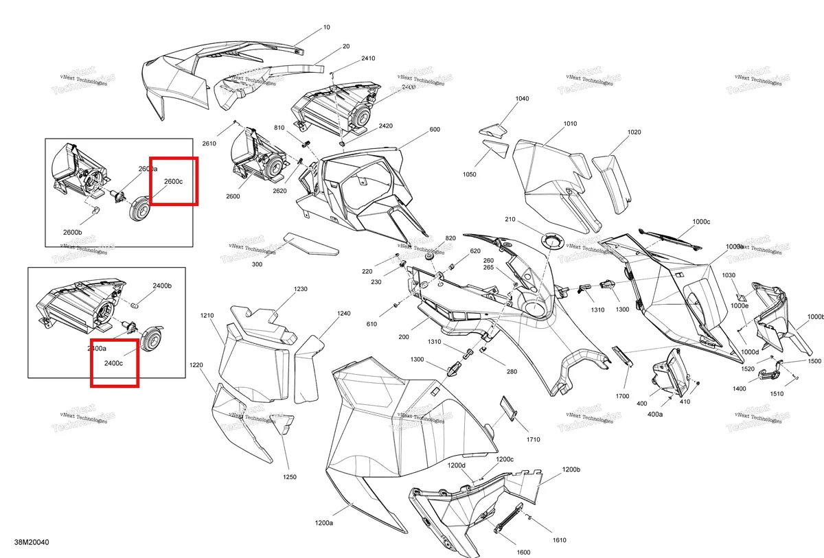 Деталь 515176499 (Крышка) на схеме узла 2020 Ski-Doo EXPEDITION SPORT 550F Body - Hood Section