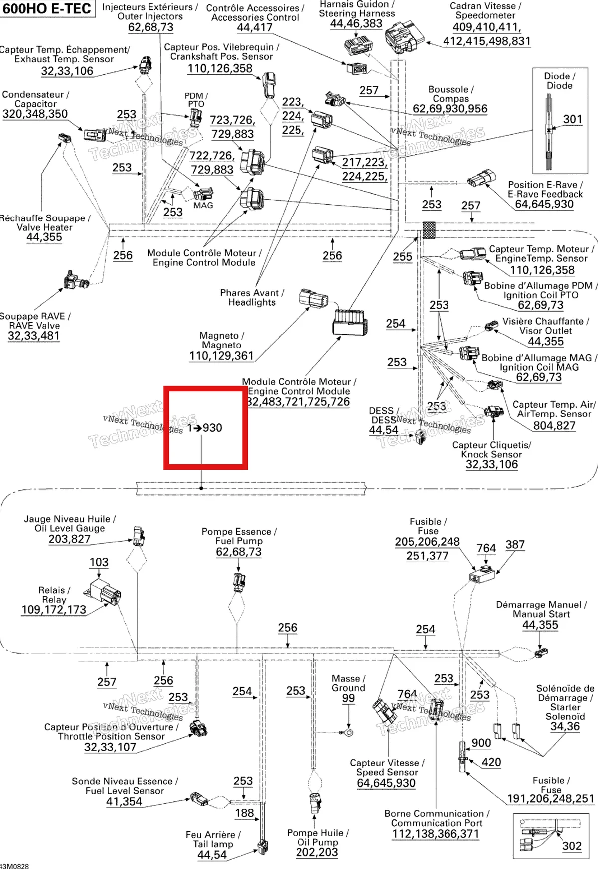 Деталь 515176602 (Деталь Frame Harness. Includes 1 To 956) на схеме узла Electrical Harness