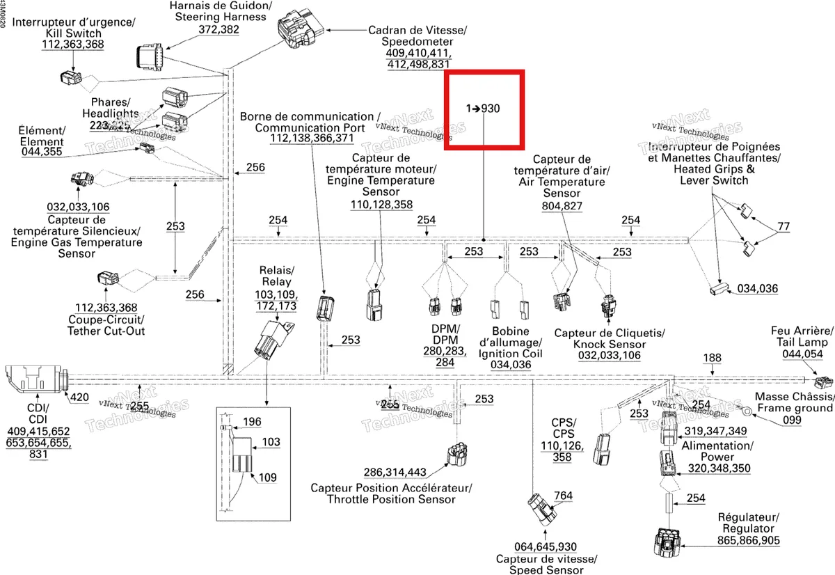 Деталь 515176623 (Деталь Wiring Harness) на схеме узла 2008 Ski-Doo MX Z 600RS Electrical Harness