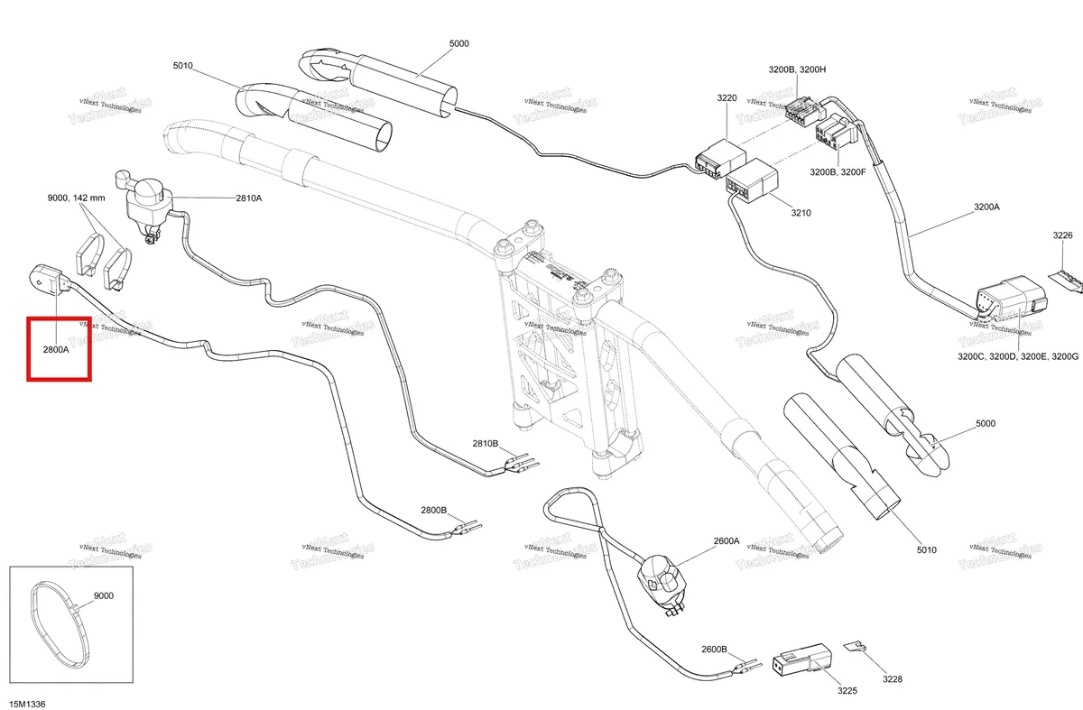 Деталь 515176631 (Выключатель) на схеме узла 2013 Ski-Doo MXZ X 600RS XP Steering Wiring Harness