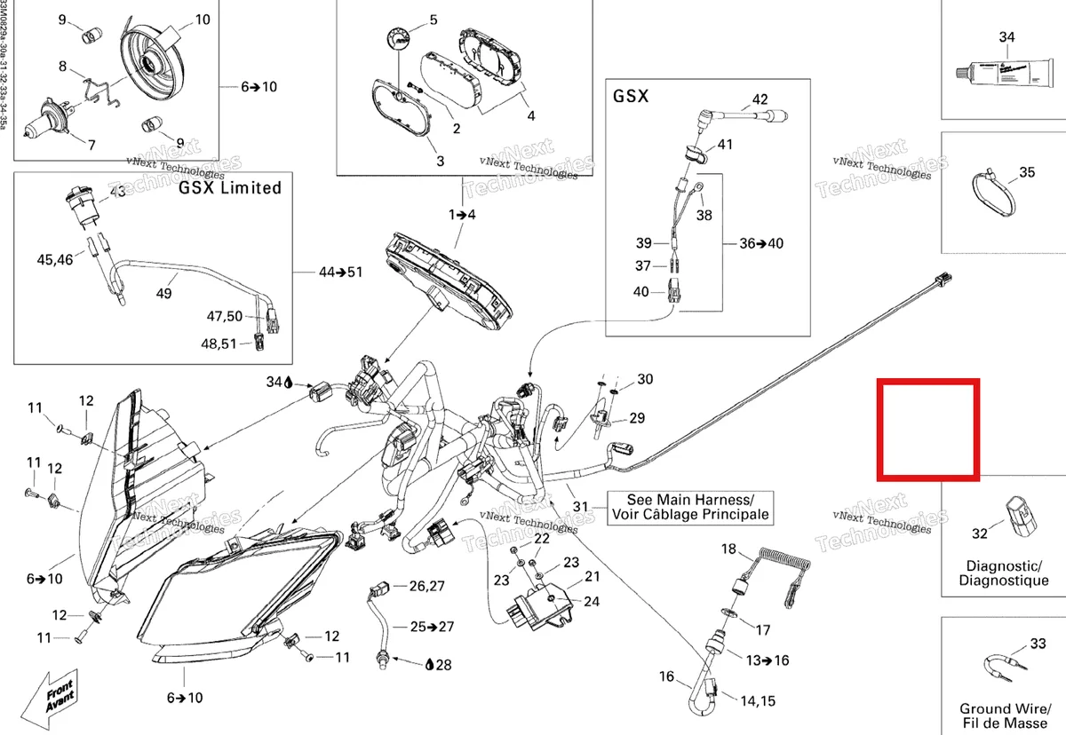 Деталь 515176665 на схеме узла 2008 Ski-Doo GSX SPORT 500SS Electrical System