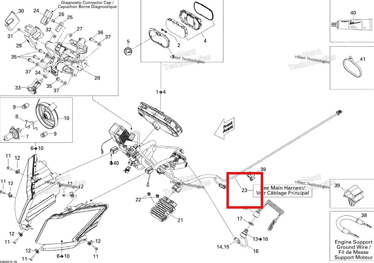 Деталь 515176702 на схеме узла 2009 Ski-Doo MX Z TNT 1200 4-TEC Electrical System Tnt