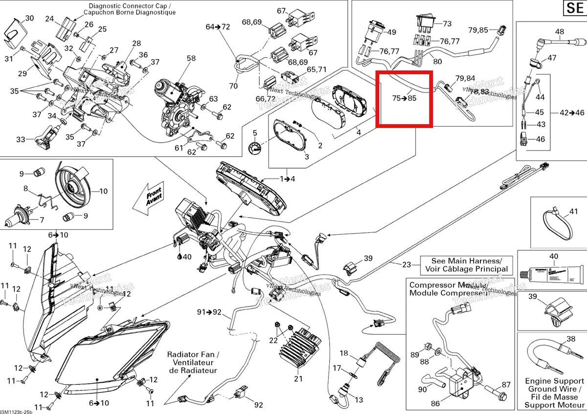 Деталь 515176705 на схеме узла 2011 Ski-Doo Grand Touring LE & SE 1200 XR Electrical System Se