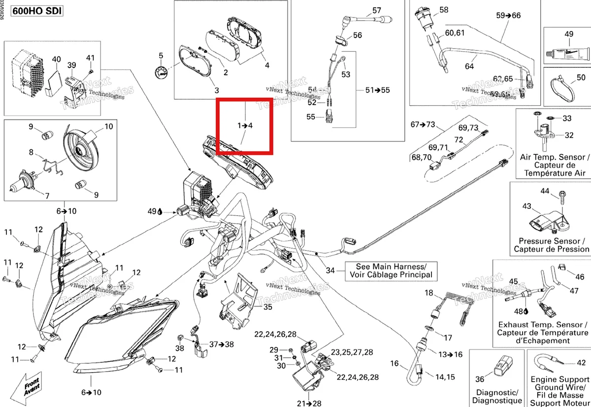 Деталь 515176706 на схеме узла 2008 Ski-Doo GSX LTD TOURING 600 HO SDI Electrical System