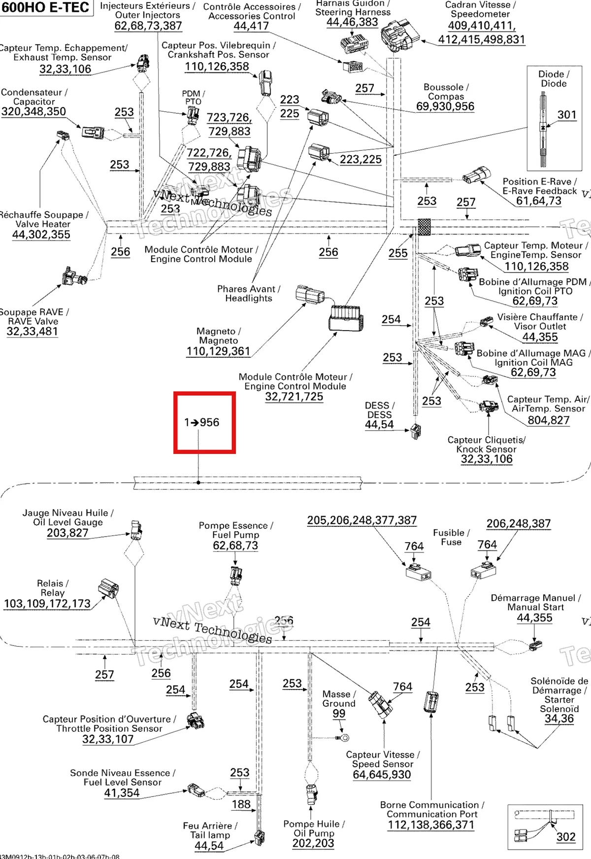 Деталь 515176715 на схеме узла 2009 Ski-Doo GSX Limited 600 H.O. E-TEC Electrical Harness