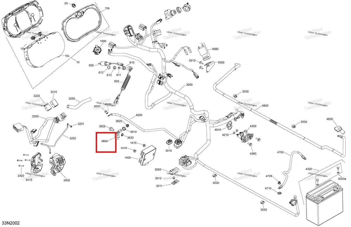 Деталь 515176745 (Деталь Ground Wire) на схеме узла 2020 Ski-Doo SKANDIC WT 550F Electric - System