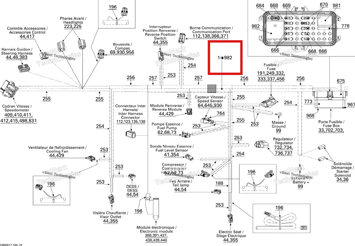 Деталь 515176751 на схеме узла 2009 Ski-Doo GTX SE 1200 4-TEC Electrical Harness