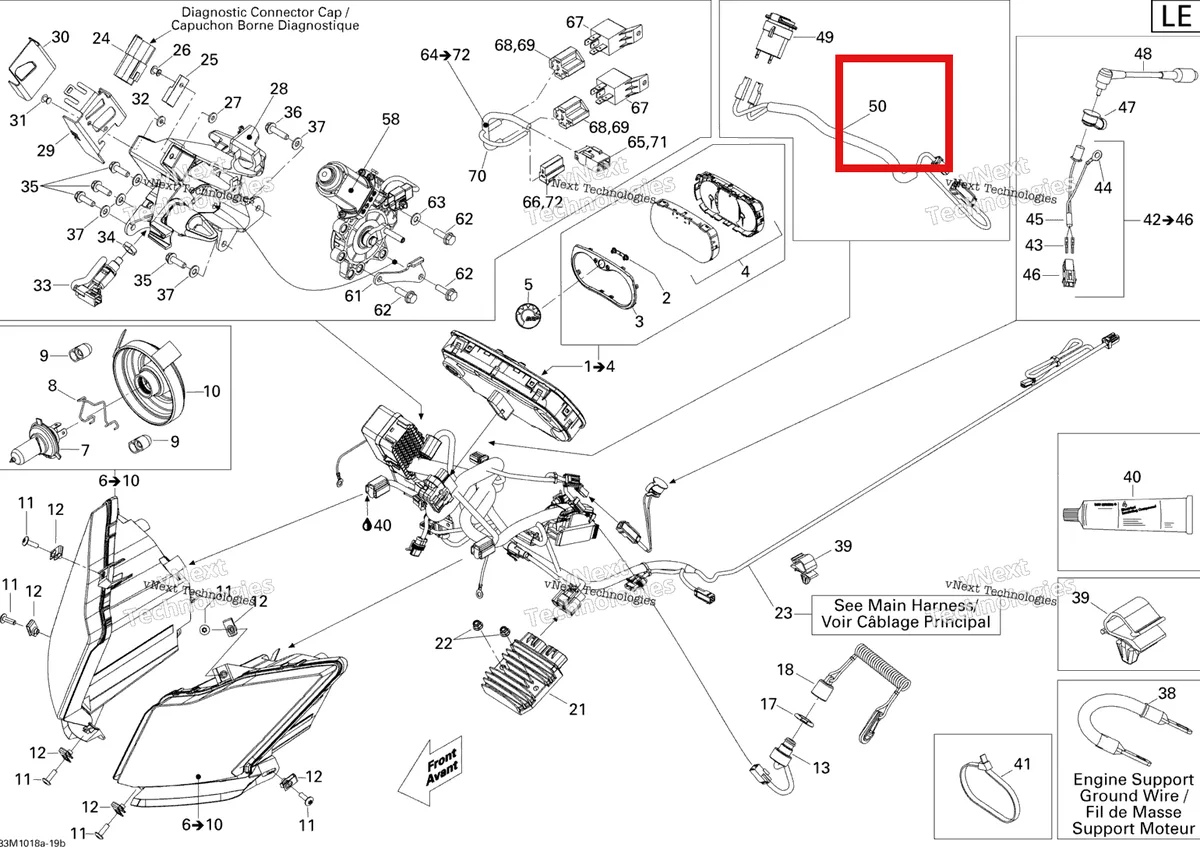 Деталь 515176760 на схеме узла 2010 Ski-Doo Grand-Touring LE 1200 Electrical System 1200 Le