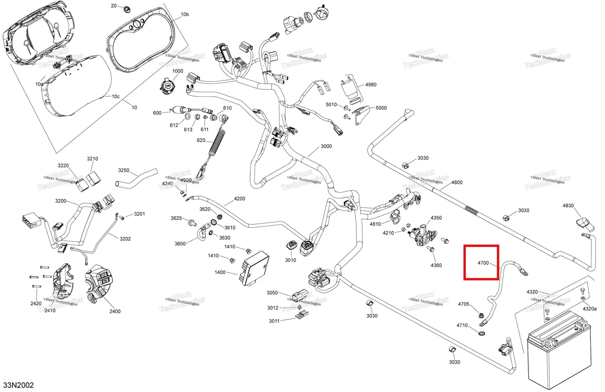 Деталь 515176780 (Деталь Ground Wire) на схеме узла 2020 Ski-Doo SKANDIC WT 550F Electric - System