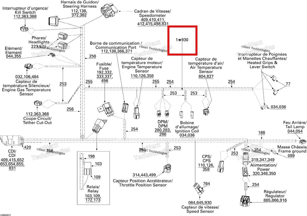 Деталь 515176799 (Деталь Wiring Harness) на схеме узла 2009 Ski-Doo MX Z X 600RS Electrical Harness