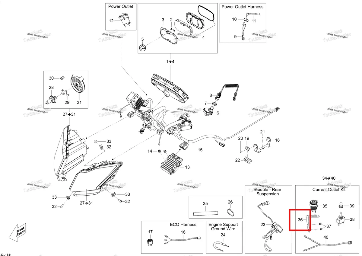Деталь 515176801 на схеме узла 2018 Ski-Doo EXPEDITION LE/SE 1200 4-TEC Electrical System
