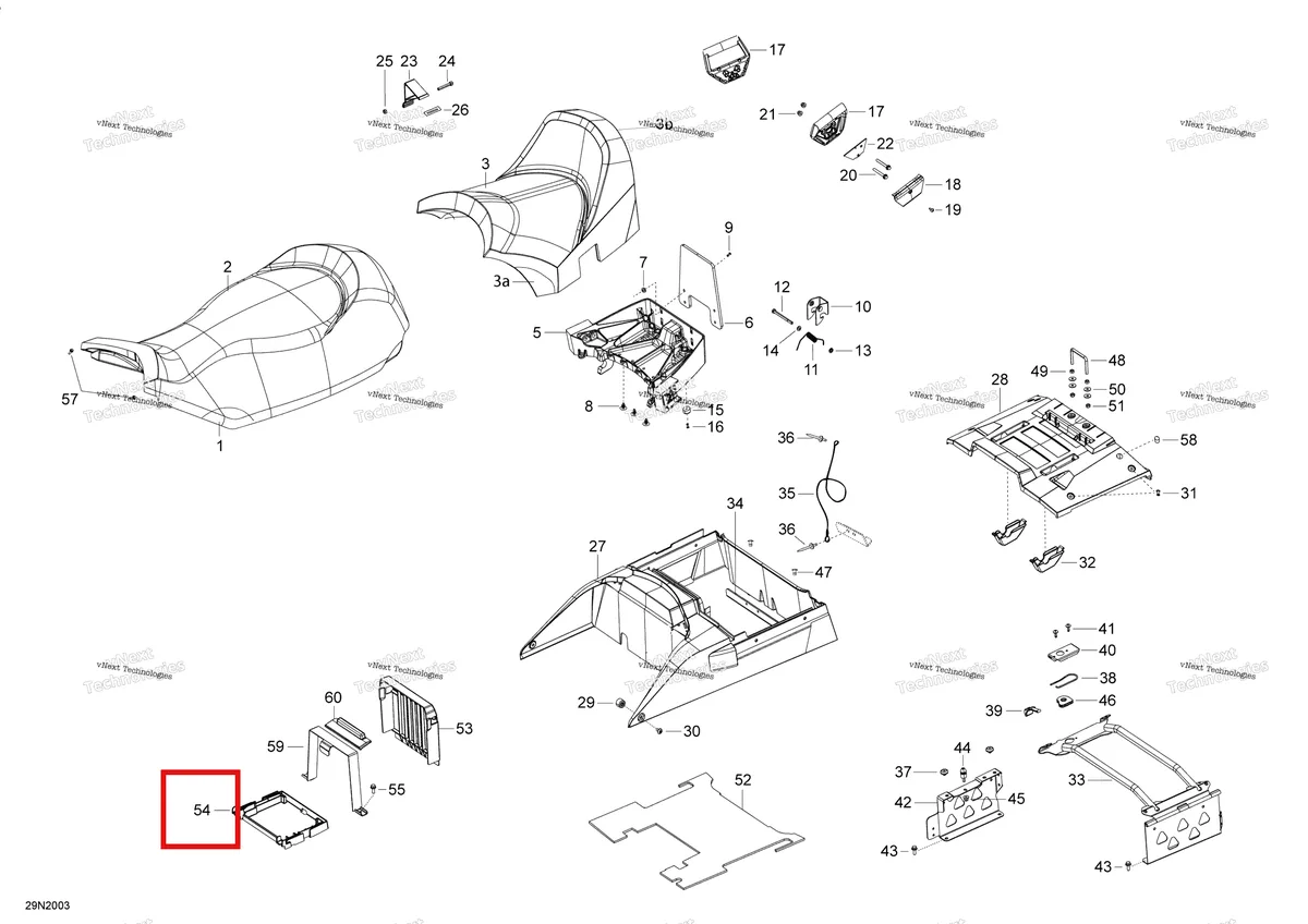 Деталь 515176804 (Поддержка Батареи) на схеме узла 2020 Ski-Doo SKANDIC WT 550F Seat - Main Section