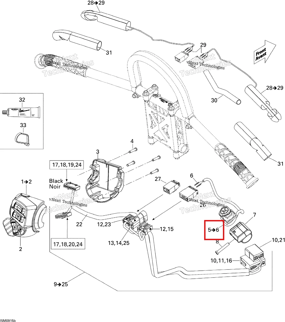 Деталь 515176819 на схеме узла 2009 Ski-Doo MX Z Renegade X 1200 4-TEC Steering Wiring Harness Renegade X