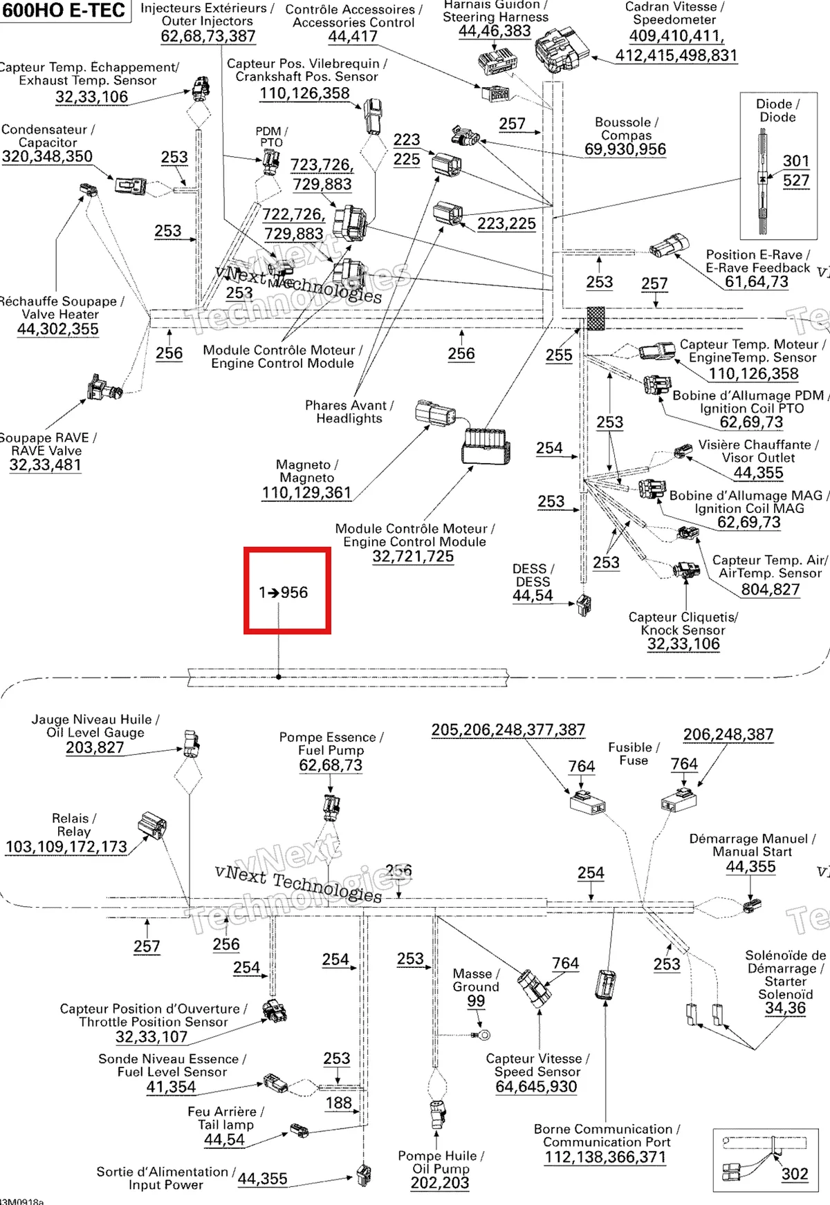 Деталь 515176820 на схеме узла 2009 Ski-Doo GTX LE 600 H.O. E-TEC Electrical Harness 600 Ho