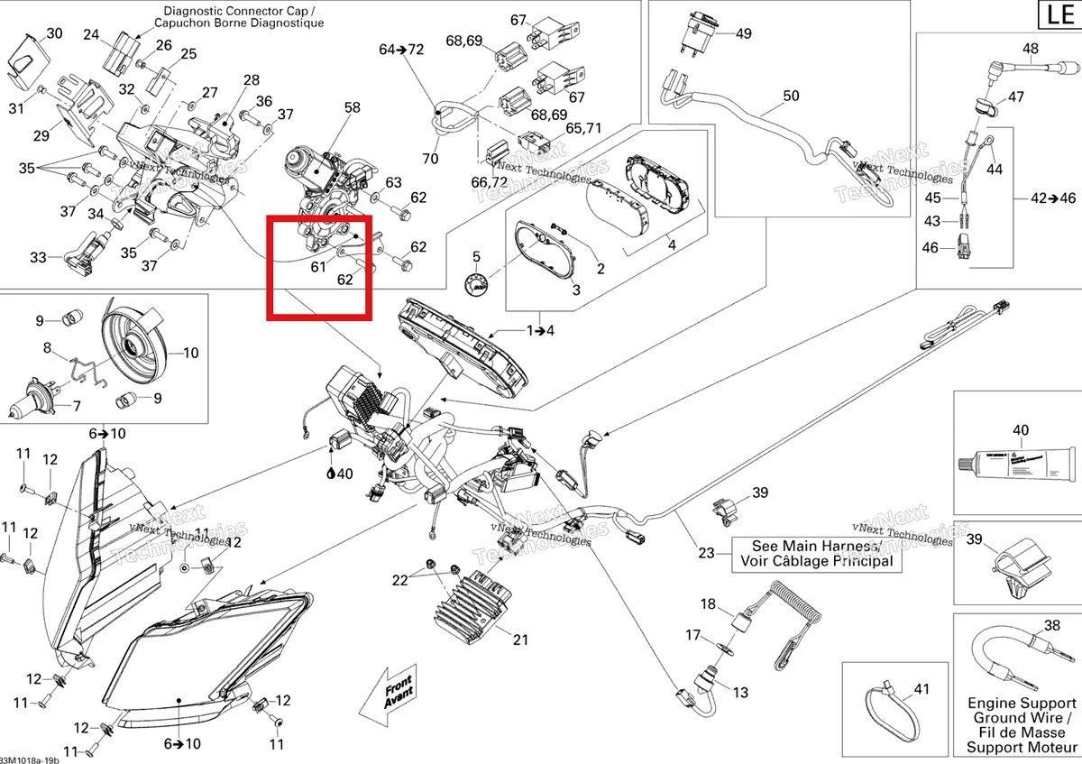 Деталь 515176821 на схеме узла 2010 Ski-Doo GSX LE 1200 Electrical System Le