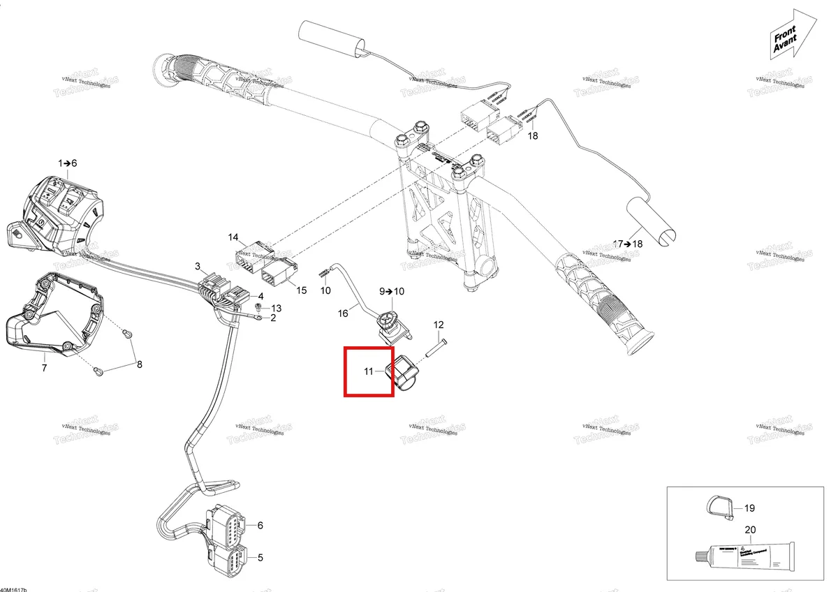 Деталь 515176825 (Суппорт) на схеме узла 2016 Ski-Doo SKANDIC - 2-STROKE Steering Wiring Harness - 600 E-Tec