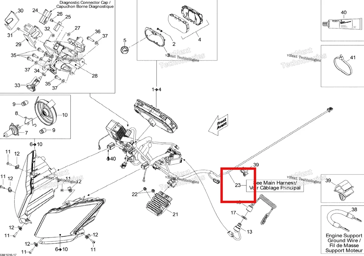 Деталь 515176836 на схеме узла 2010 Ski-Doo Renegade X 1200 Electrical System X