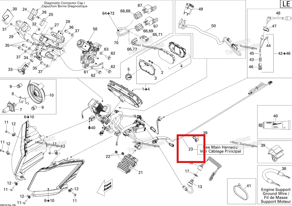 Деталь 515176837 на схеме узла 2010 Ski-Doo GSX LE 1200 Electrical System Le