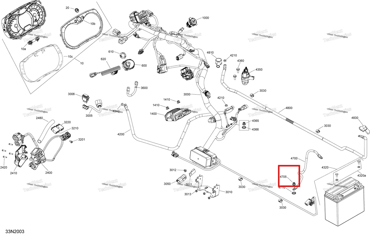 Деталь 515176883 (Деталь Ground Wire (110mm)) на схеме узла 2020 Ski-Doo EXPEDITION SWT 900 ACE Electric - System
